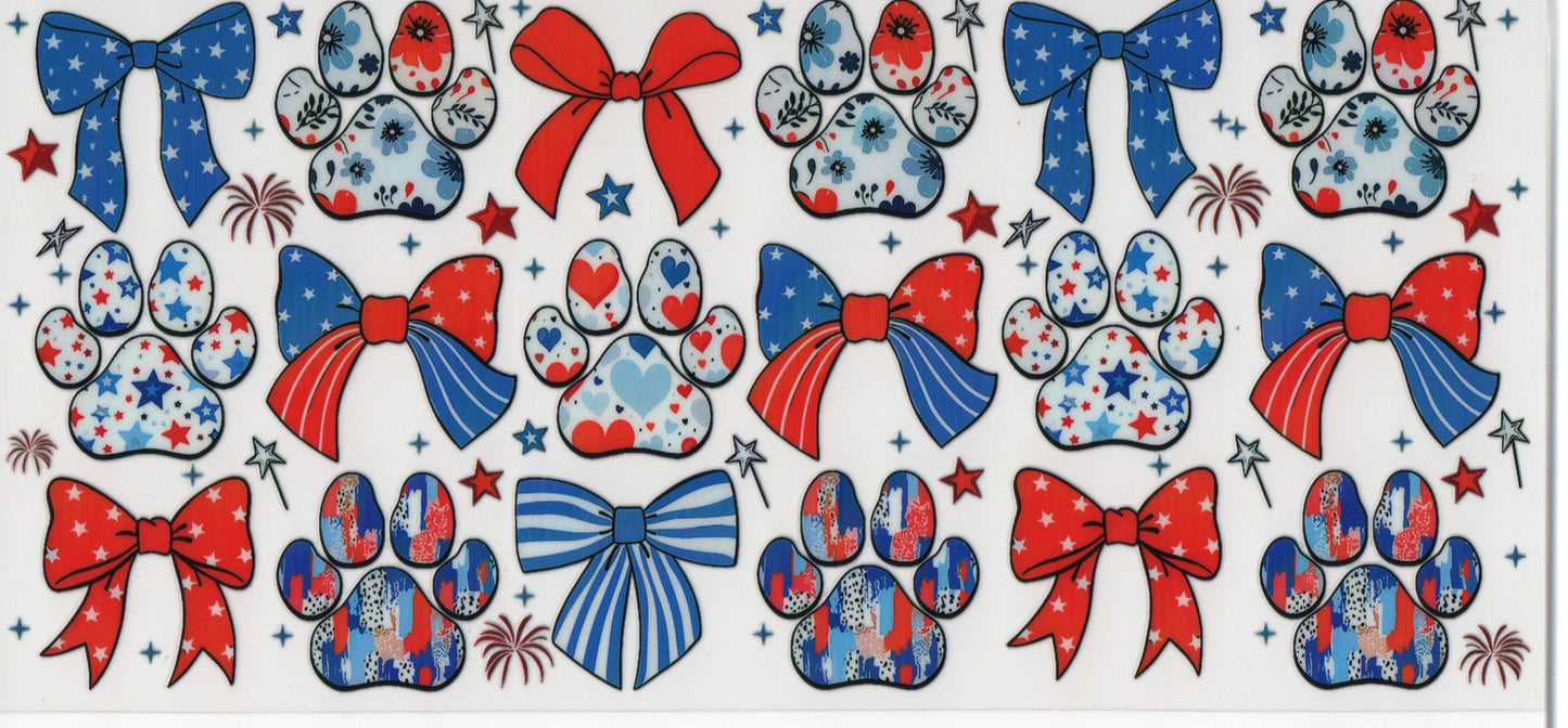 Patriotic Paw Prints & Bows - Wrap