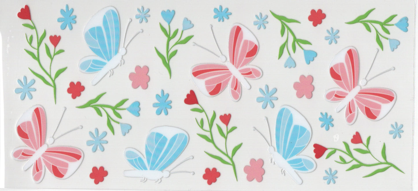 Butterflies & Flower (Pink/Blue) - Wrap