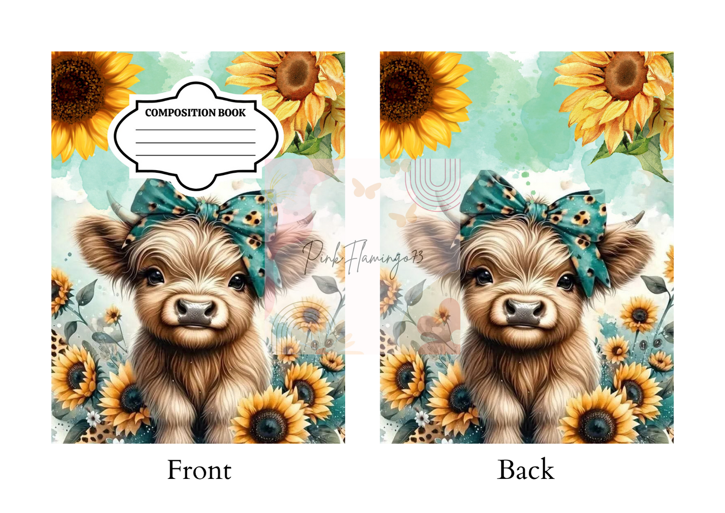 Cow & Sunflowers - Comp Notebook Covers - Vinyl