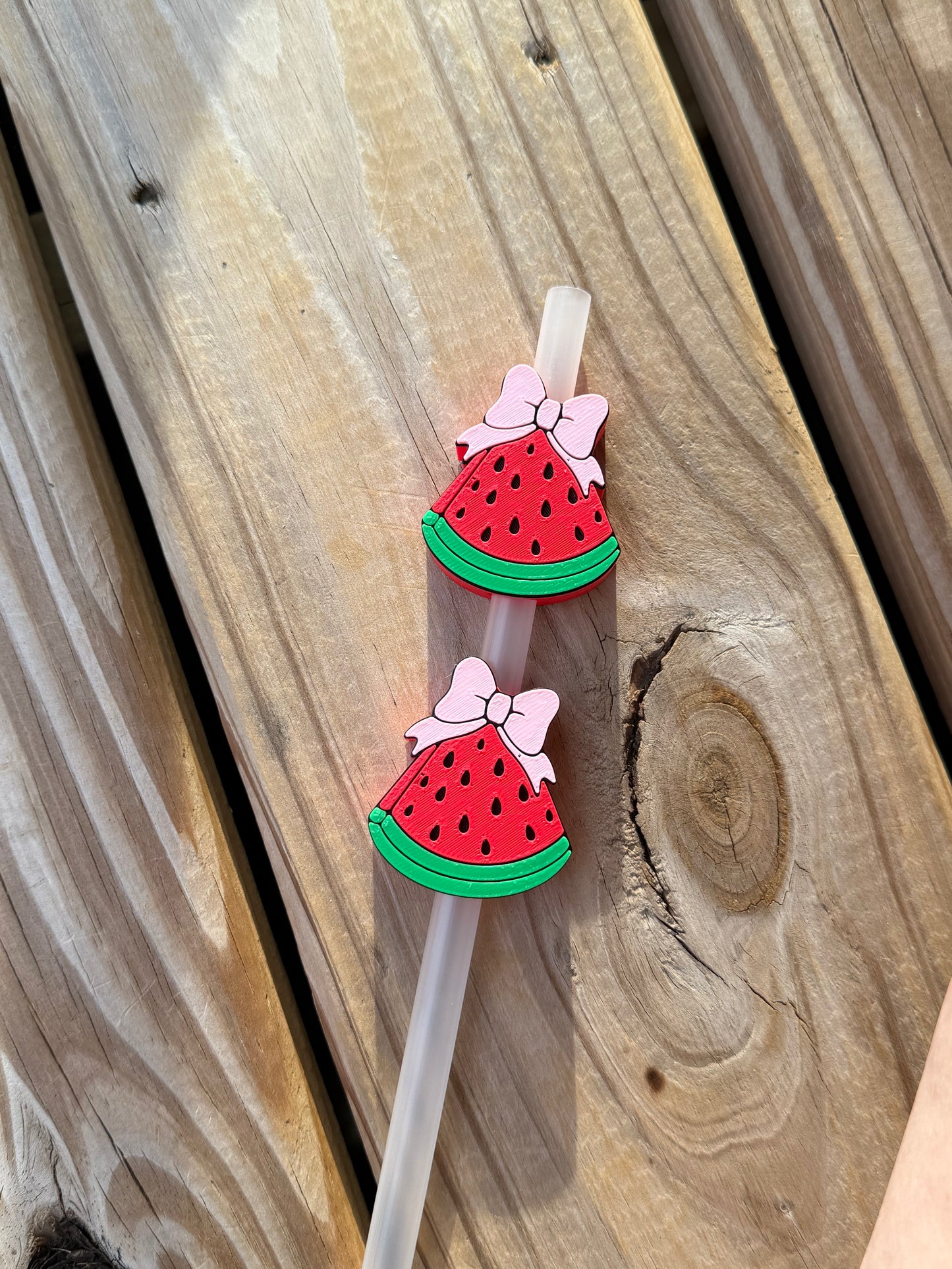 Watermelon w/Bow - 3d Straw Topper
