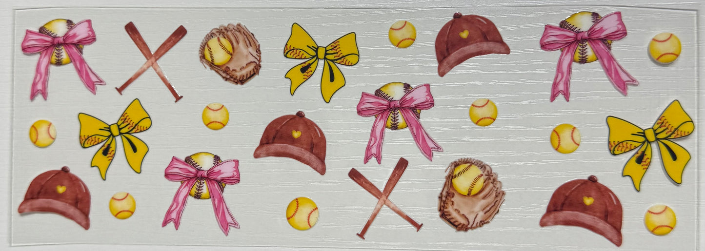 SoftBall/Baseball Pink Bows - Mug Wrap