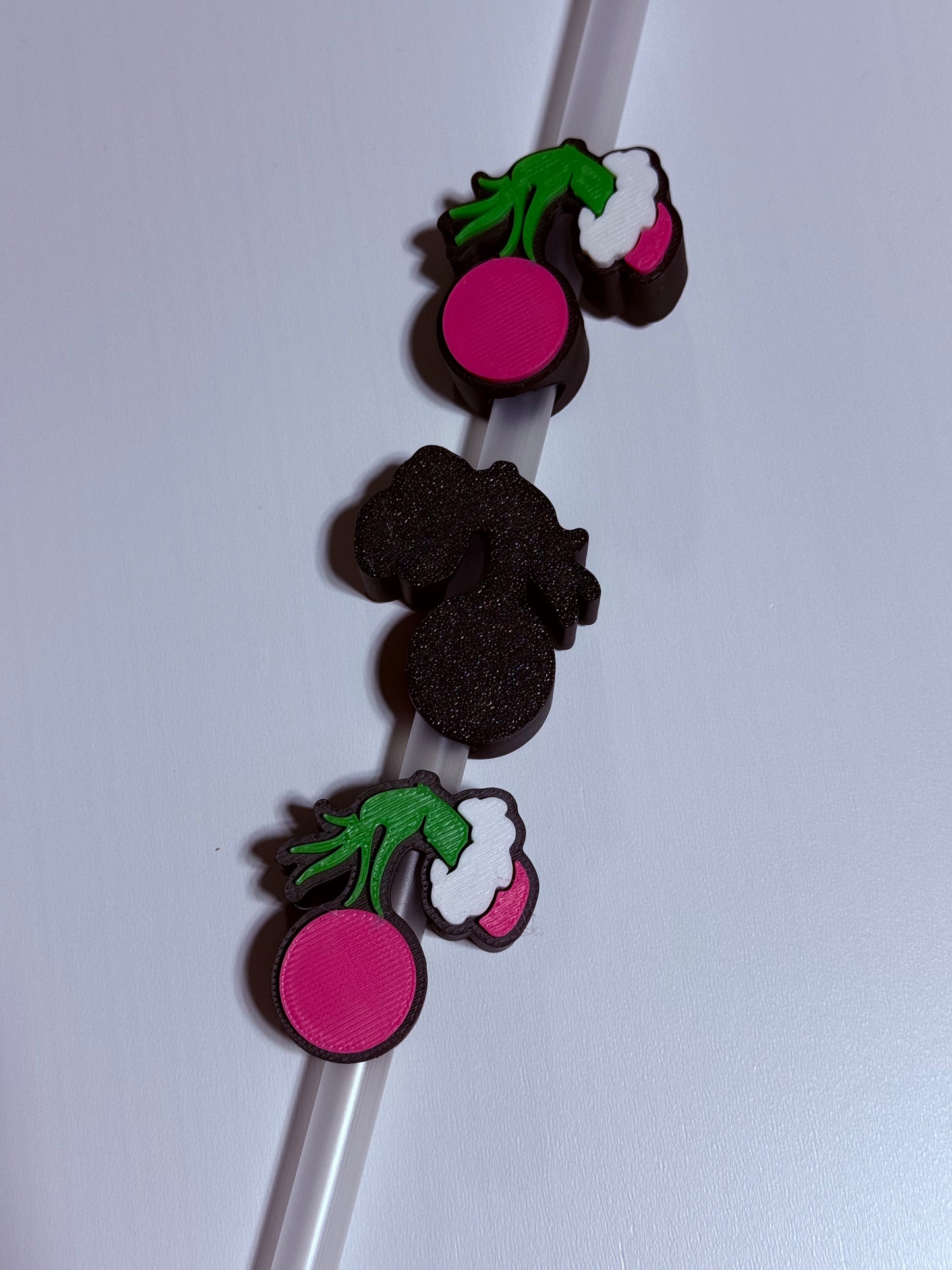 Green Man Hand w/Pink Ball - 3d Straw Topper