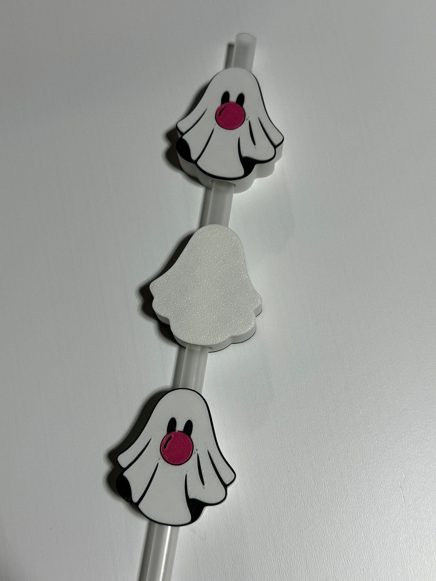 Ghost w/Pink Bubble Gum - 3d Straw Topper