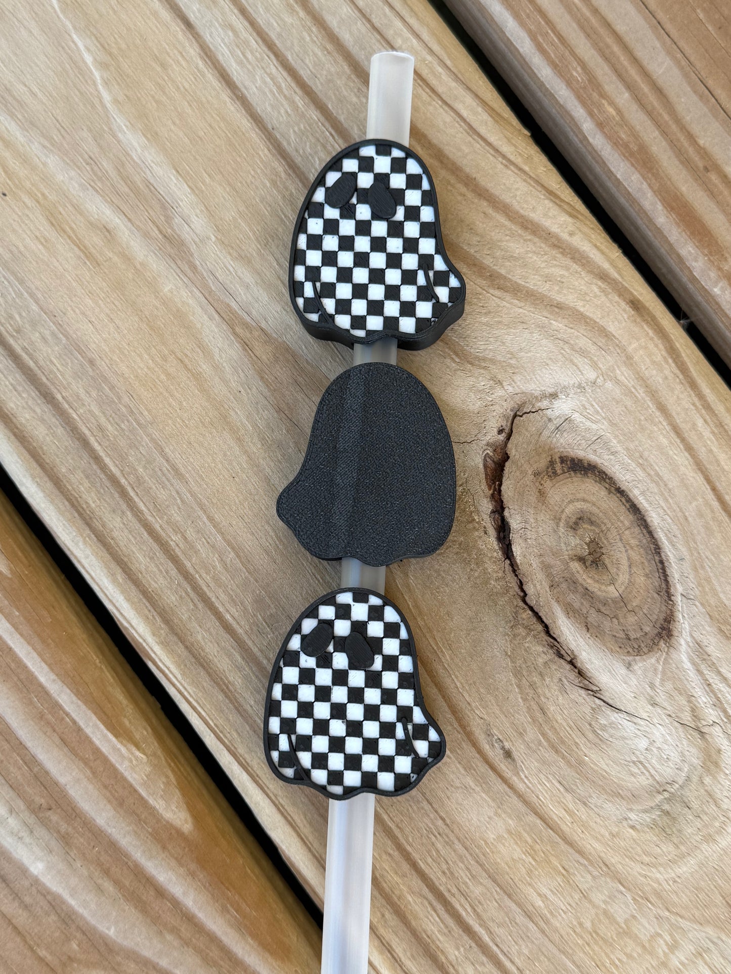 Checker Ghost - 3d Straw Topper