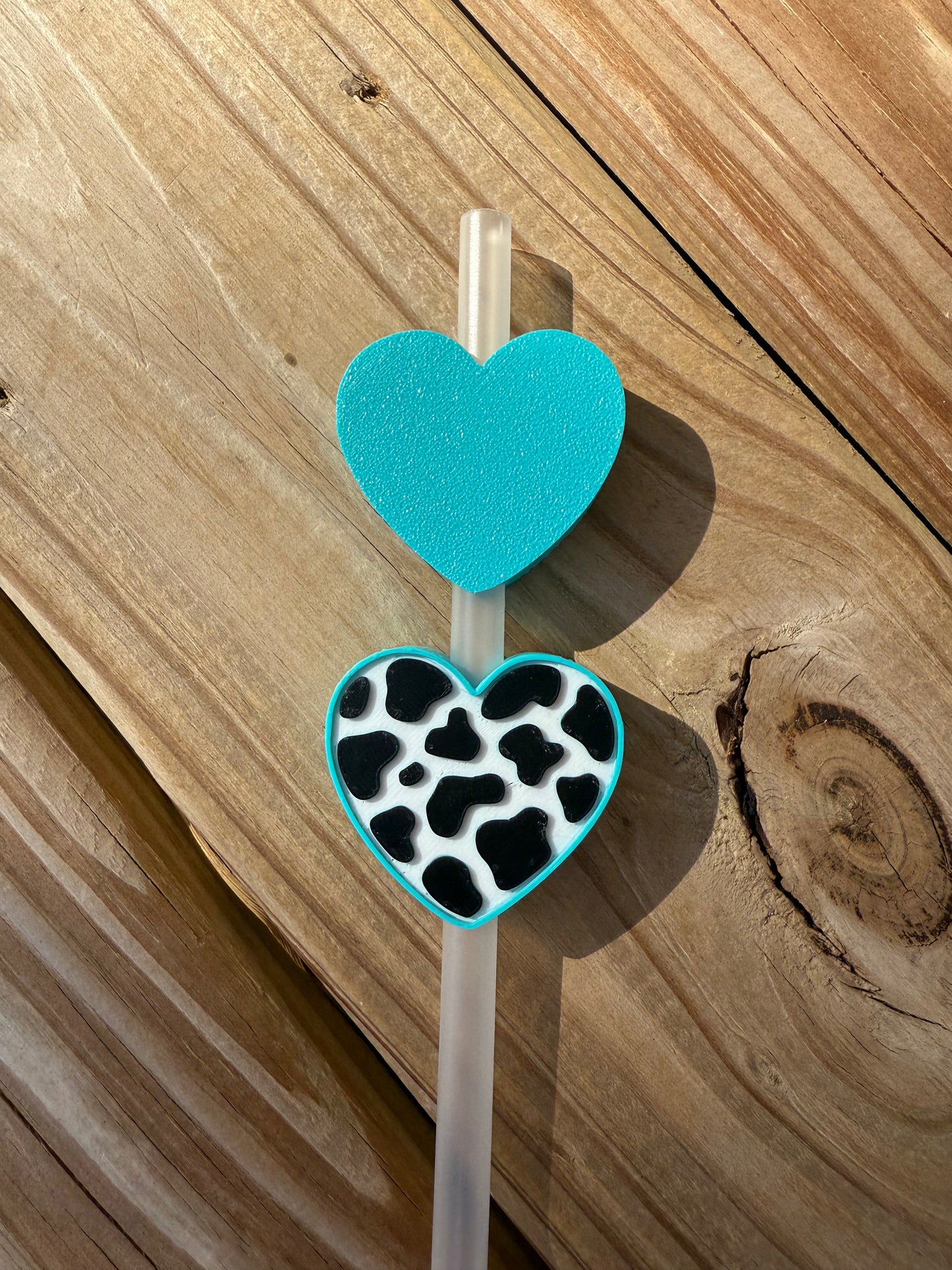 Cow Print Heart - 3d Straw Topper