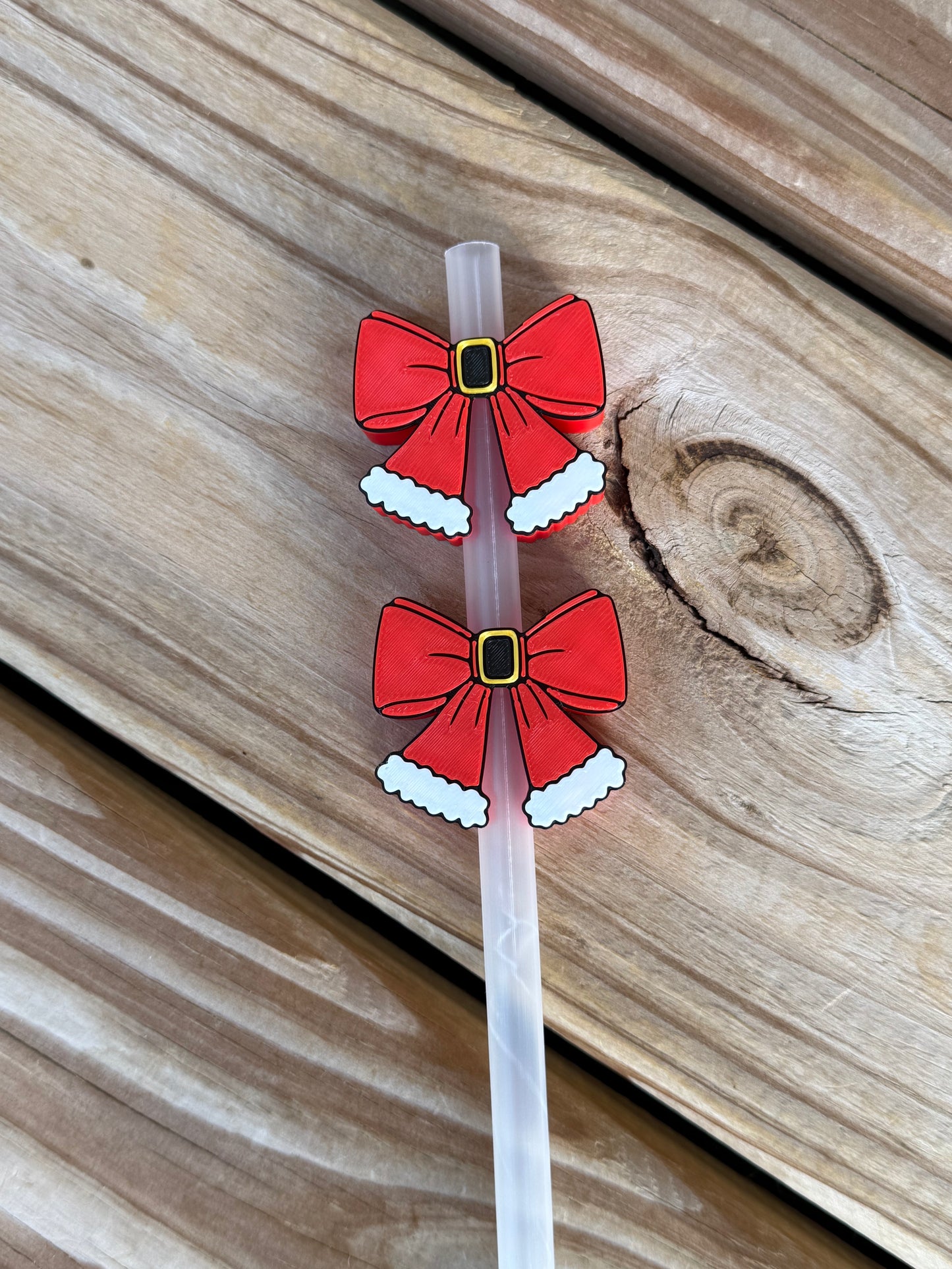 Santa Bow - 3d Straw Topper