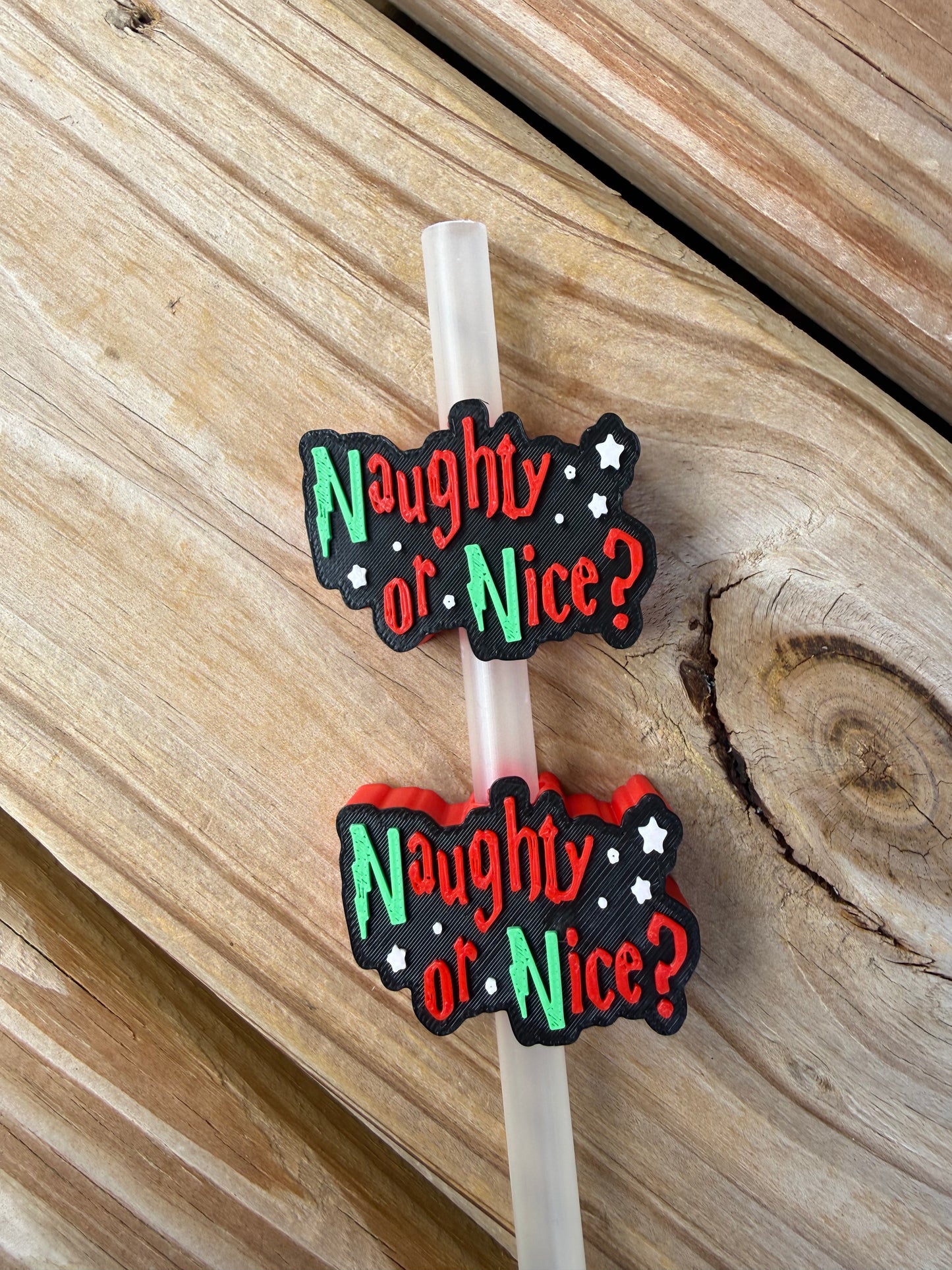 Naughty or Nice - 3d Straw Topper