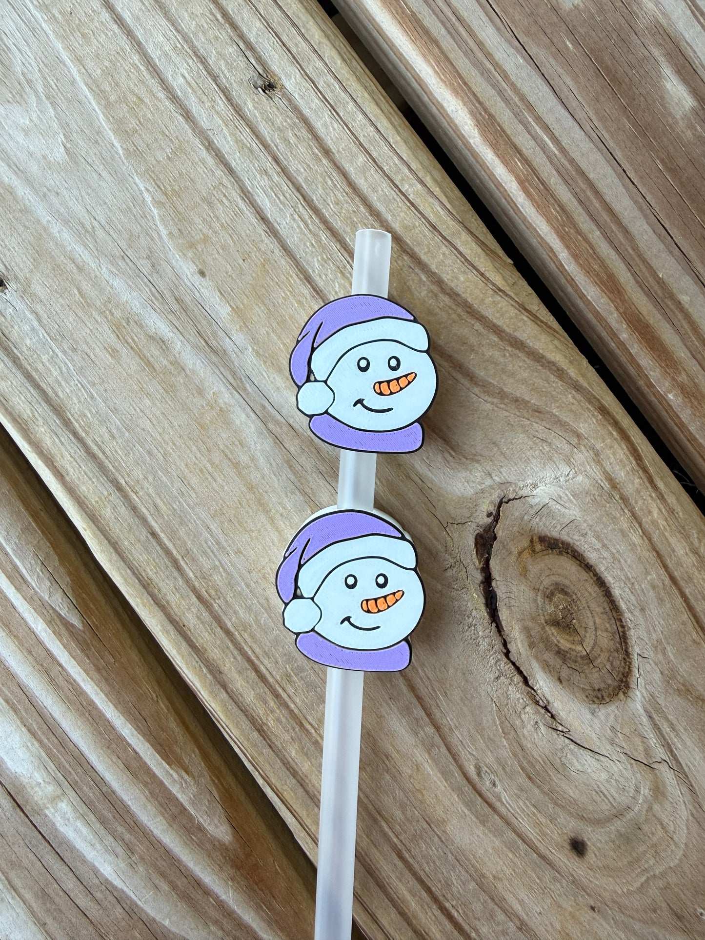 Snowman w/Scarf - 3d Straw Topper