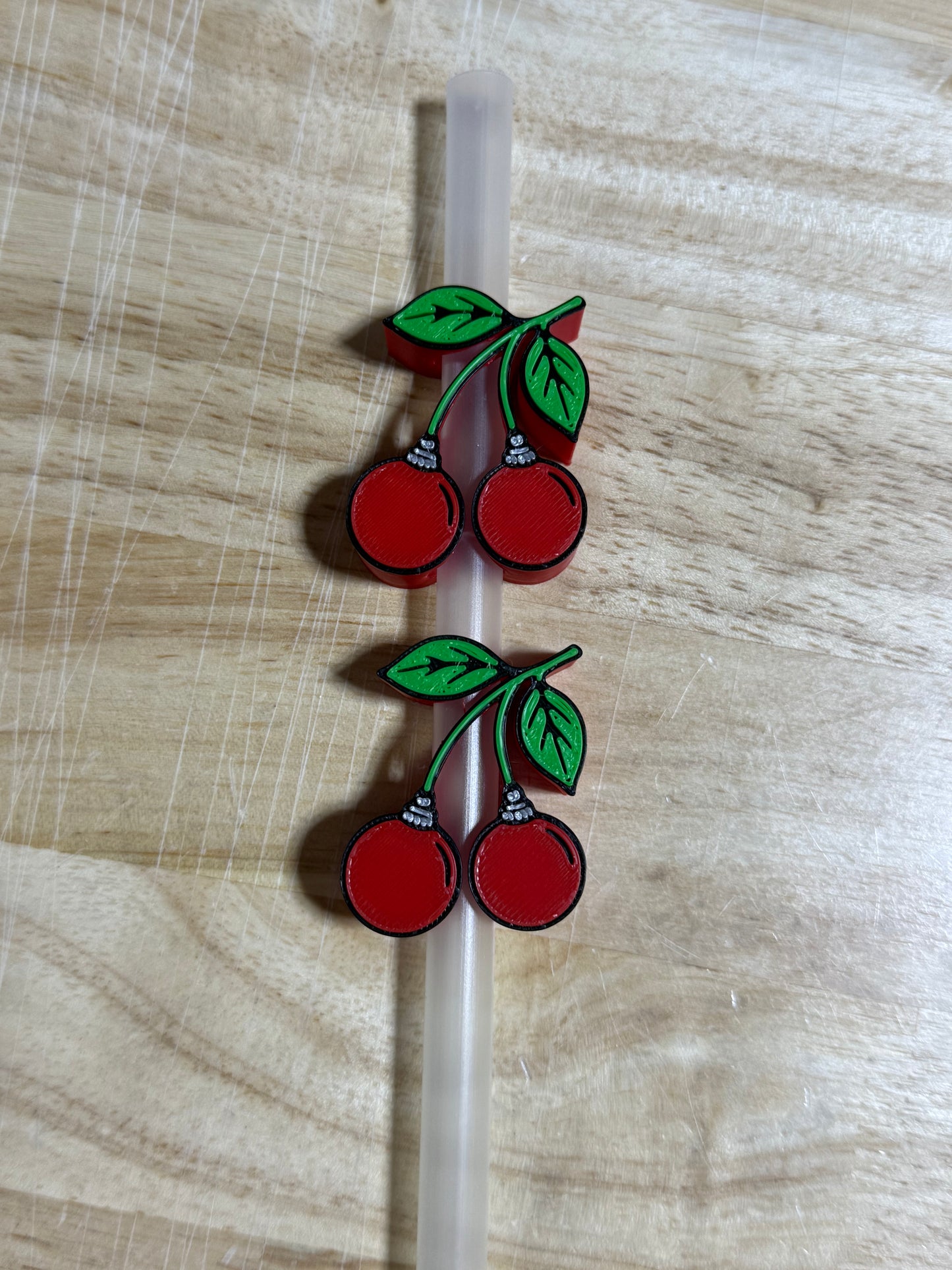 Ornament Cherries - 3d Straw Topper