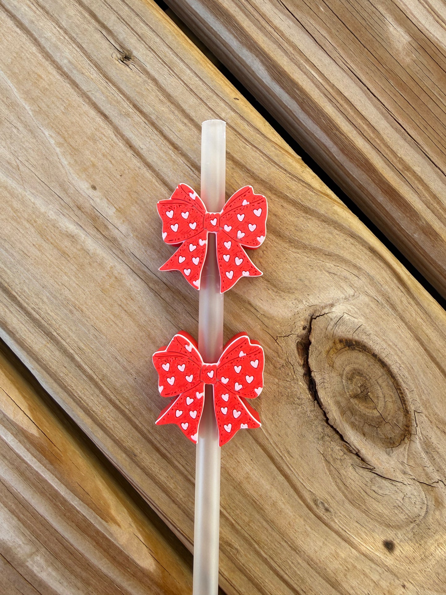 Bow w/Hearts - 3d Straw Topper