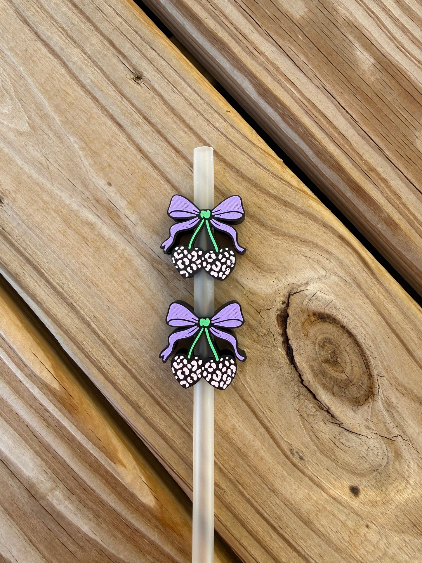 Leopard Heart Cherries - 3d Straw Topper