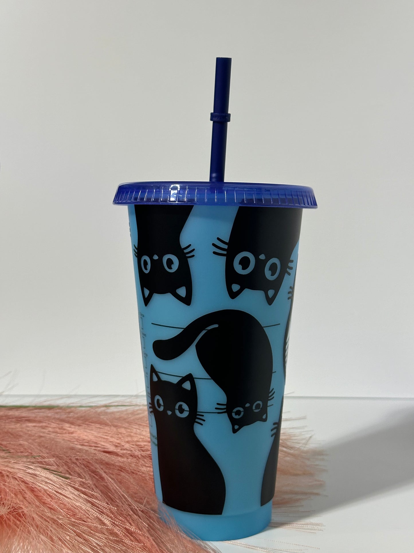 24 oz - Cold Cup- Black Cat