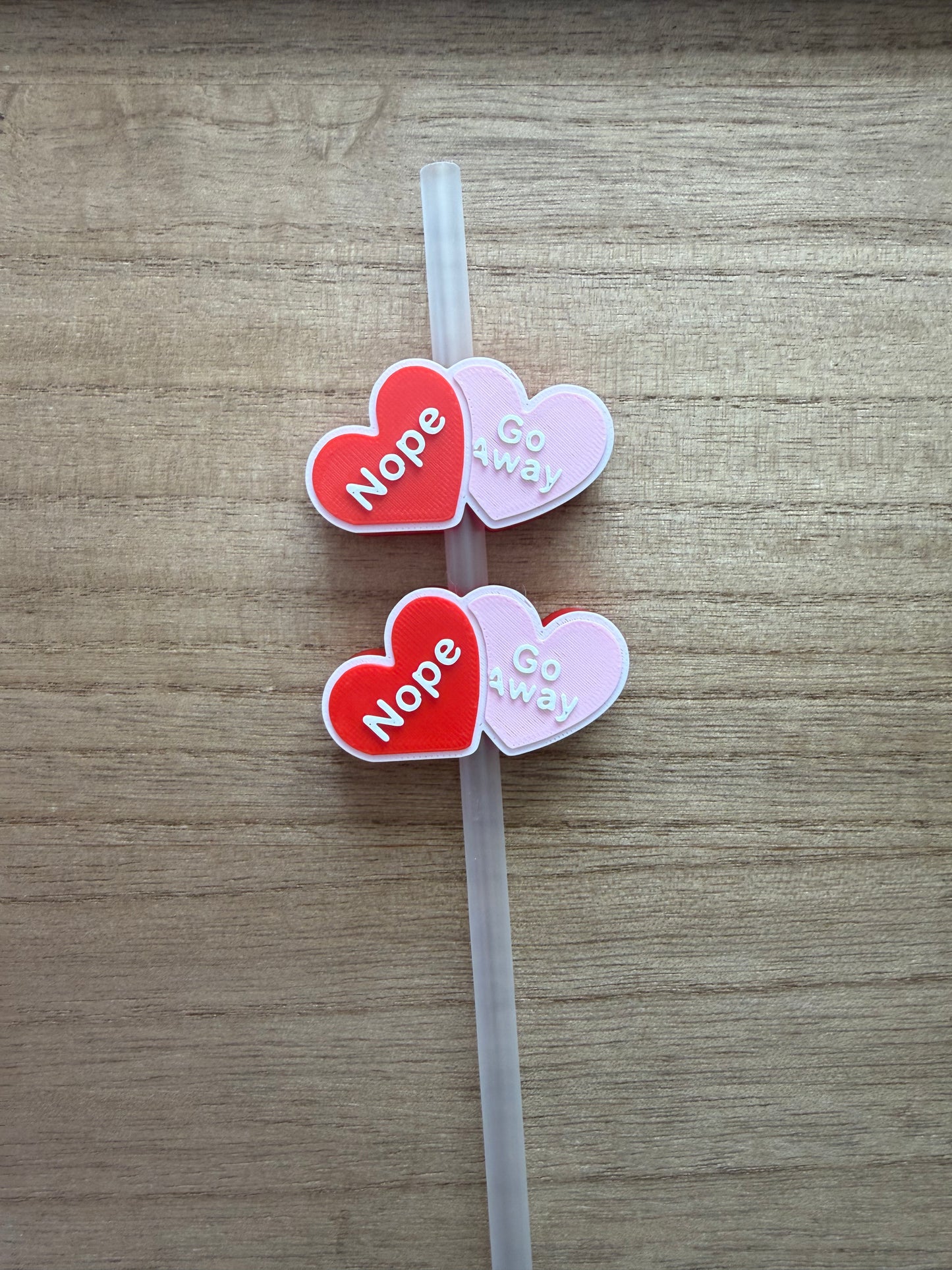 Nope Go Away Convo Hearts- 3d Straw Topper