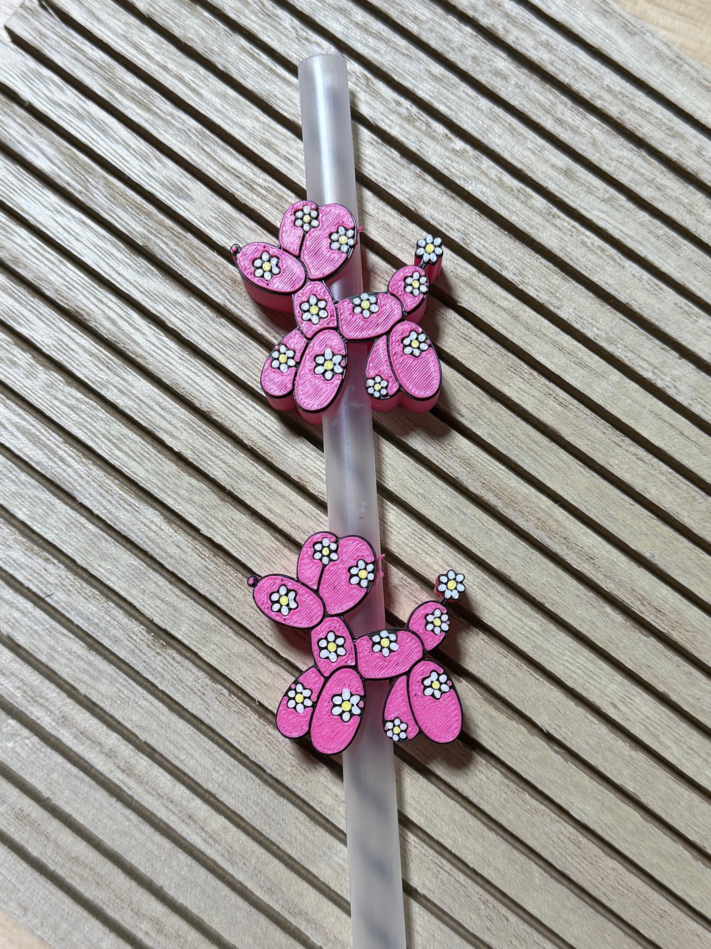 Balloon Dog w/Daisy - 3d Straw Topper