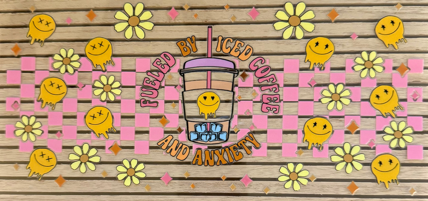 Iced Coffee and Anxiety (Pink Checkered) - Wrap