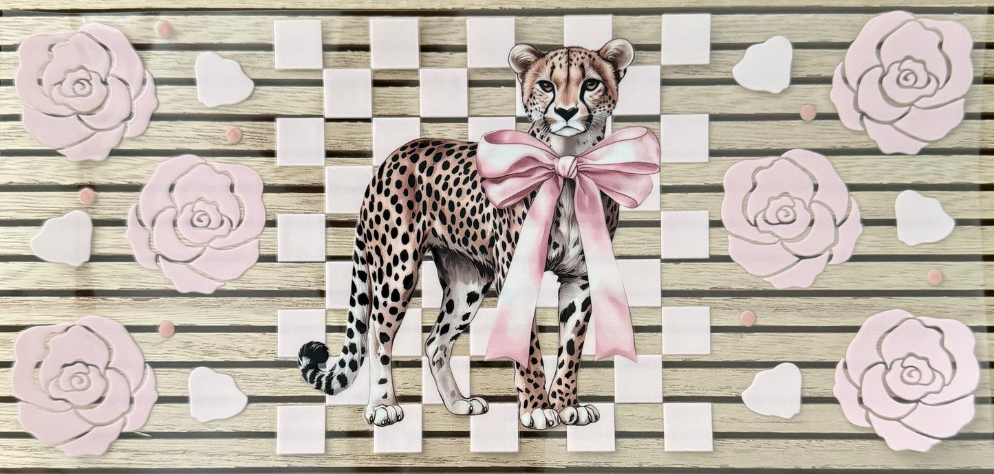 Cheetah w/Pink Bow & Roses - Wrap