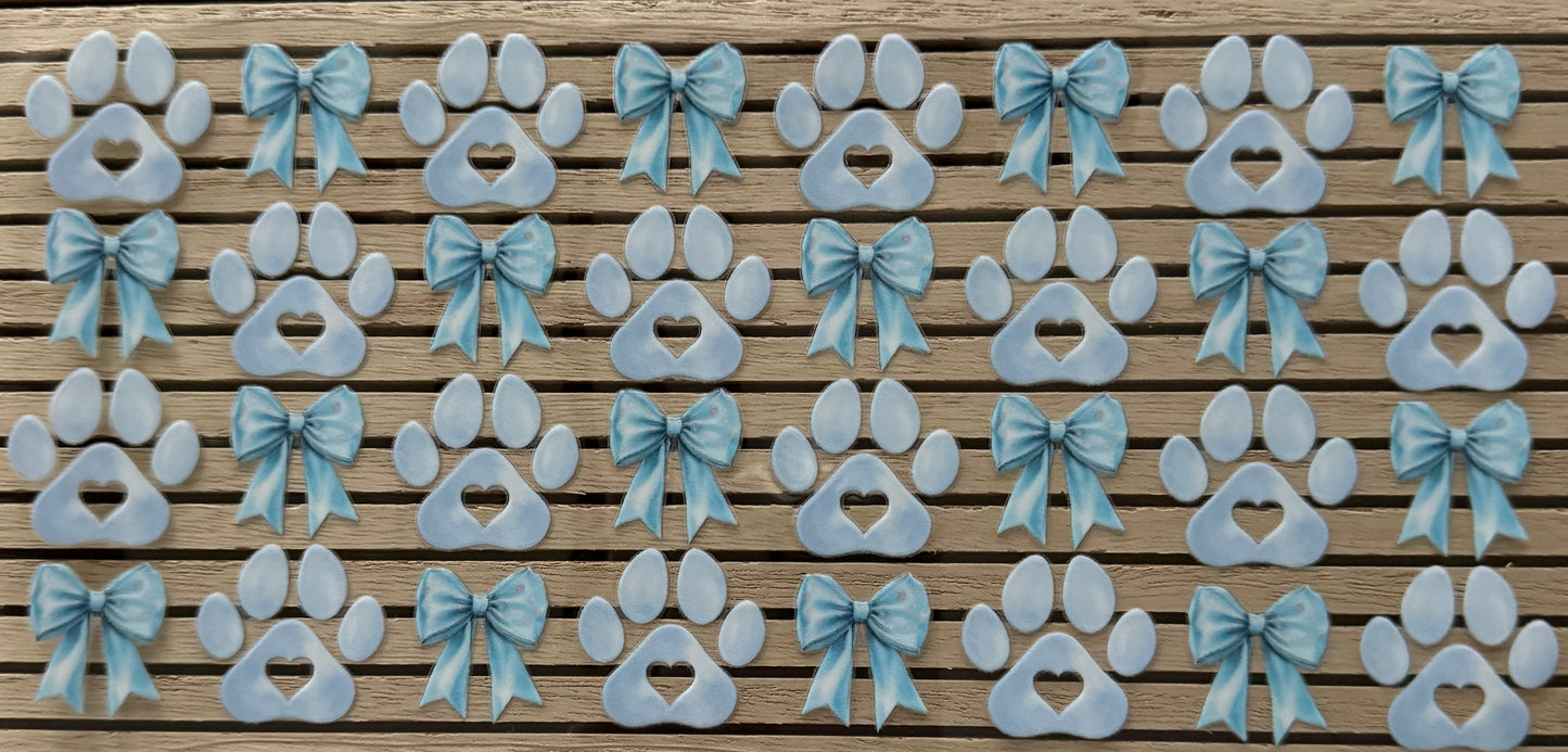 Paw Prints & Bows (Blue) - Wrap