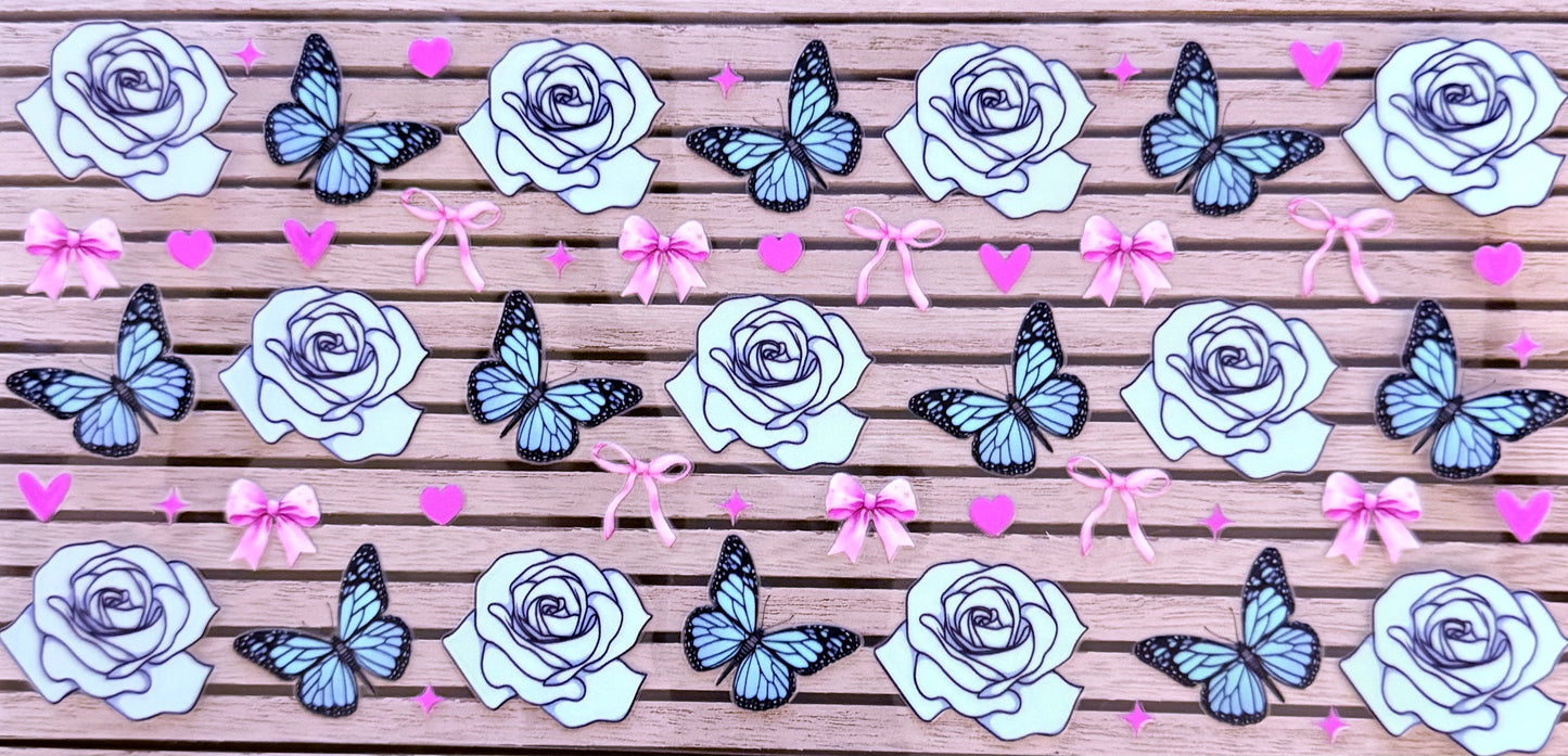 Roses & Butterflies (Blue) - Wrap