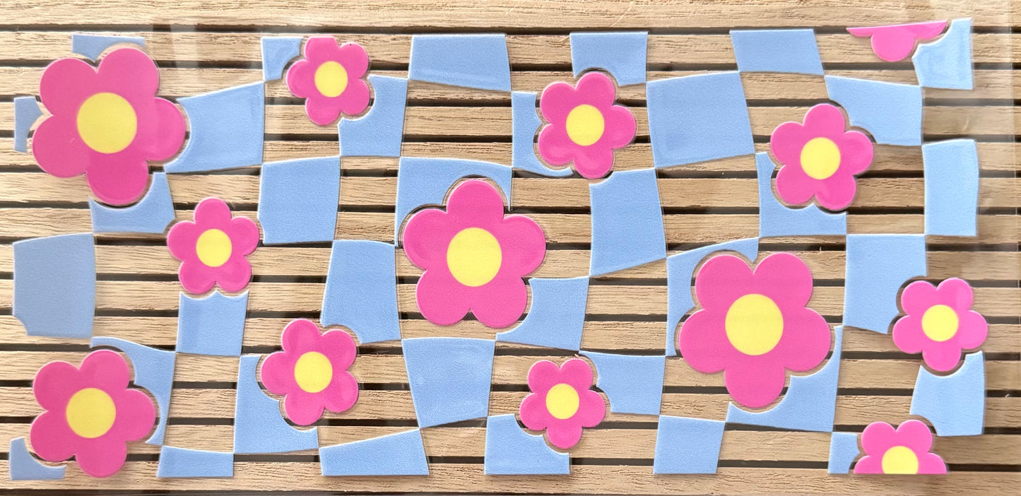 Blue Checker & Floral - Wrap