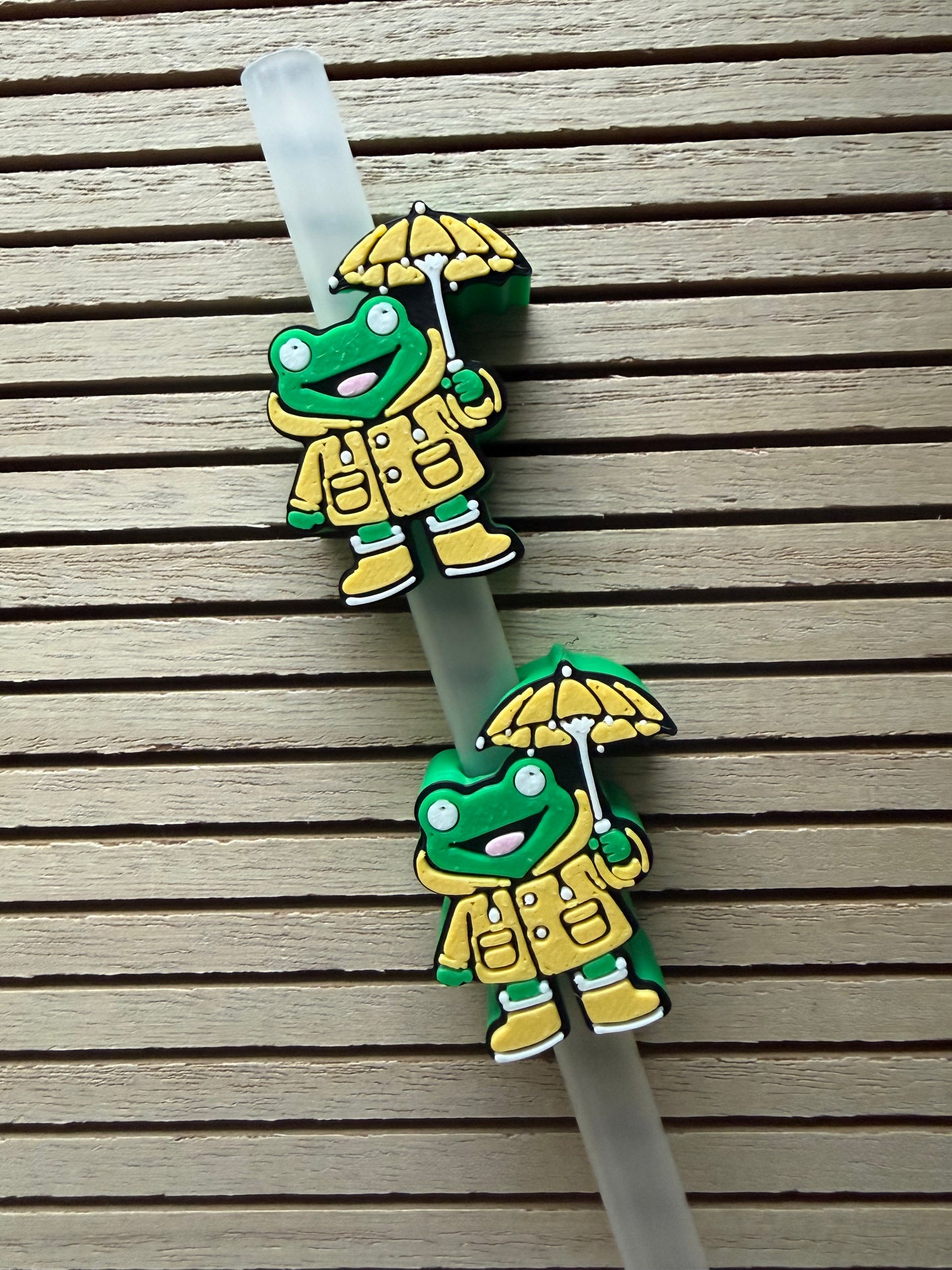 Frog w/Umbrella - 3d Straw Topper