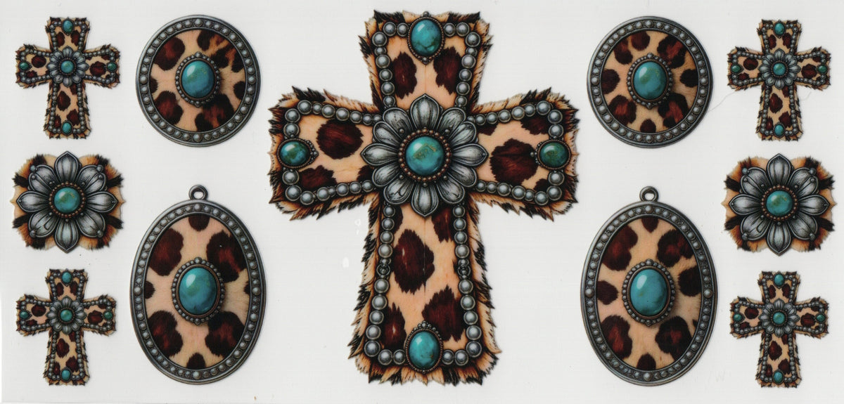 Leopard Cross w/Turq - Wrap