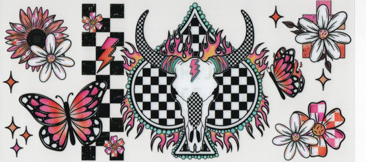 Western Bullskull Checkered - Wrap