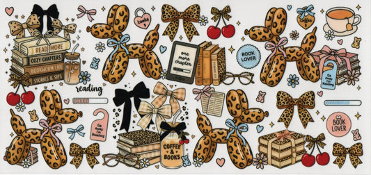 Leopard Balloon Dog & Books - Wrap