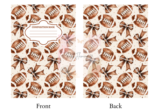 Footballs & Bows - Comp Notebook Covers - Vinyl