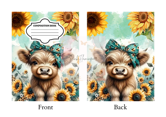 Cow & Sunflowers - Comp Notebook Covers - Vinyl