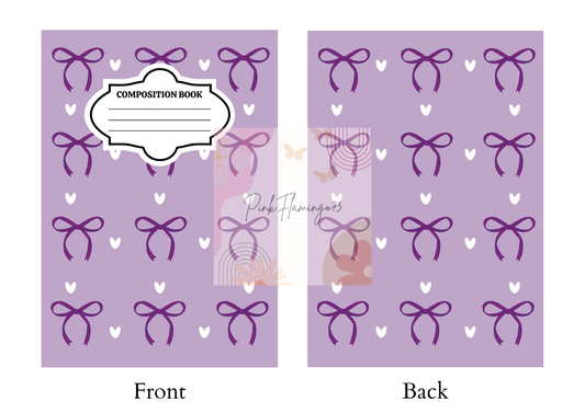 Purple Bows & Hearts  - Comp Notebook Covers - Vinyl