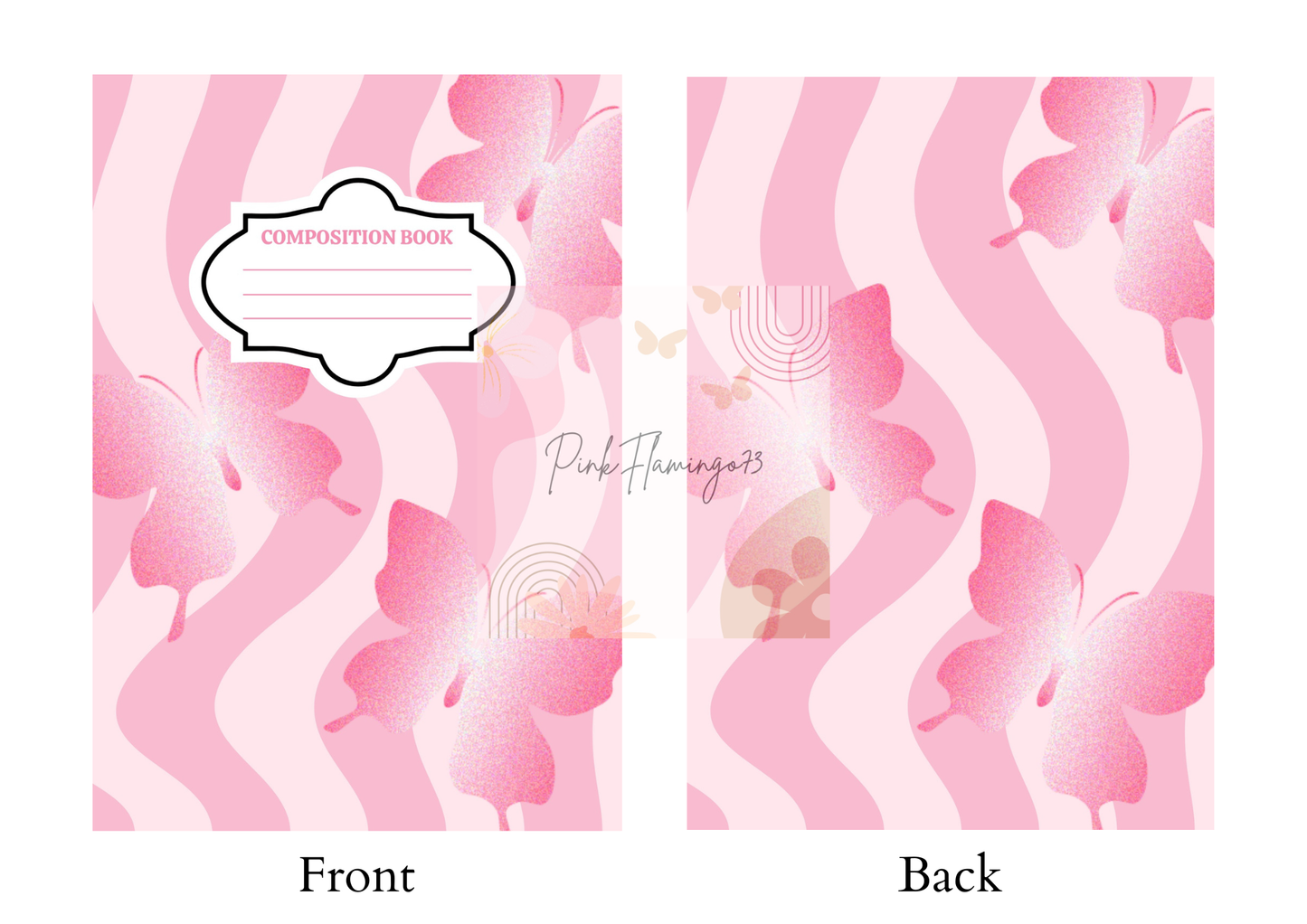 Pink Butterflies & Waves  - Comp Notebook Covers - Vinyl