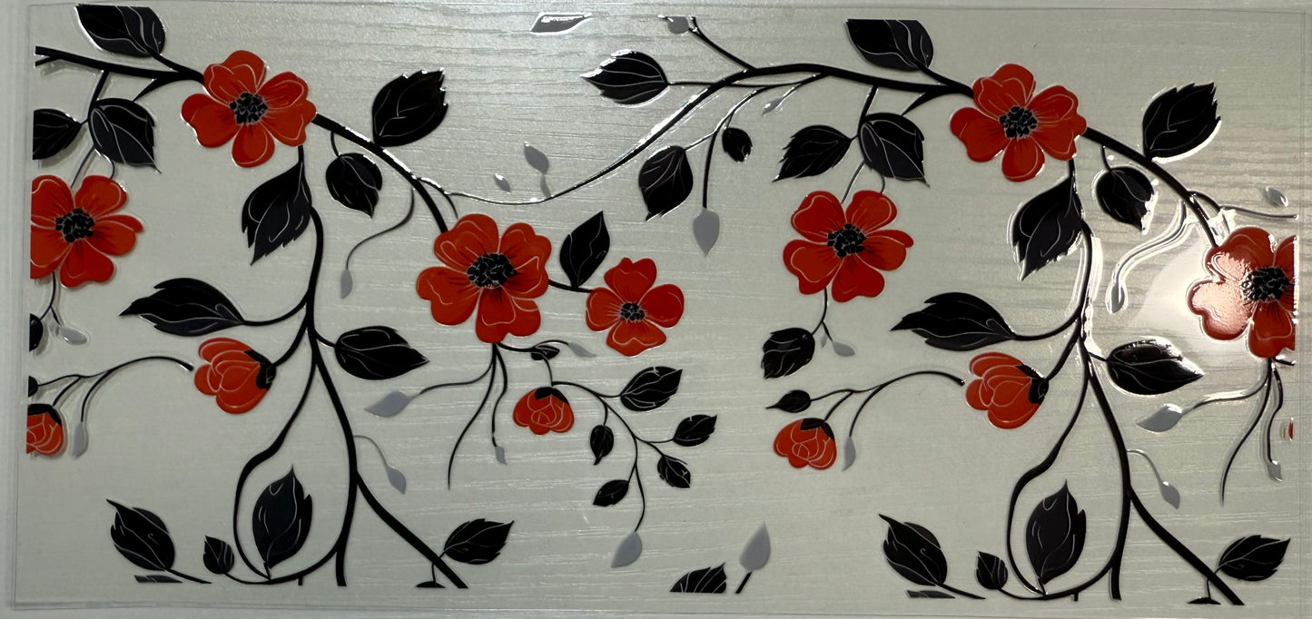 Floral (Black, Red, Silver) - Wrap