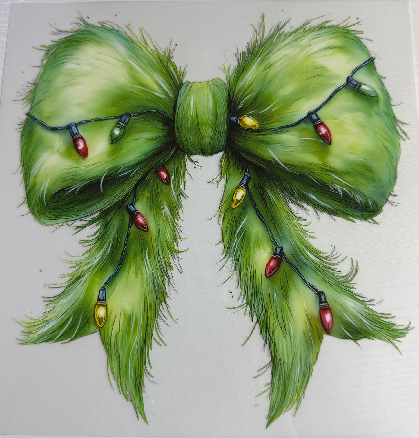 Christmas - Furry Green Bow - Screen Print