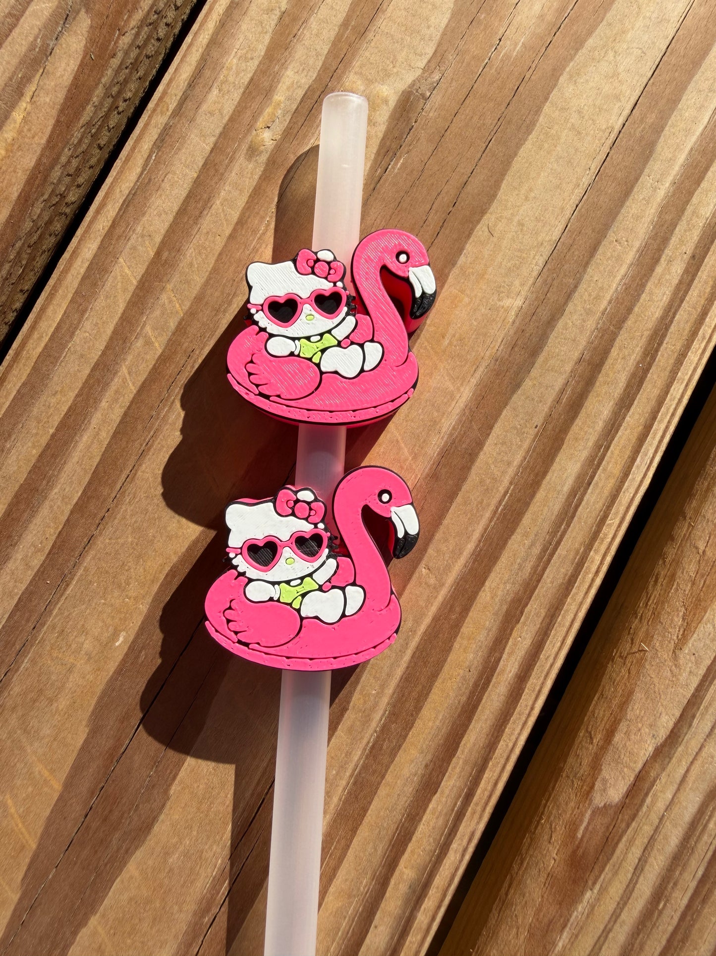Flamingo Floaty w/HK - 3d Straw Topper