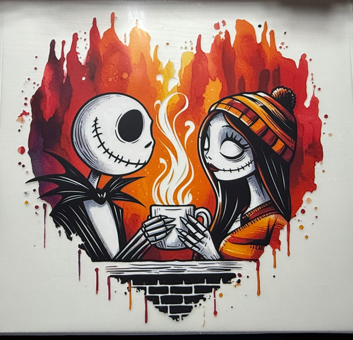 Jack & Sally Flame Heart - DTF