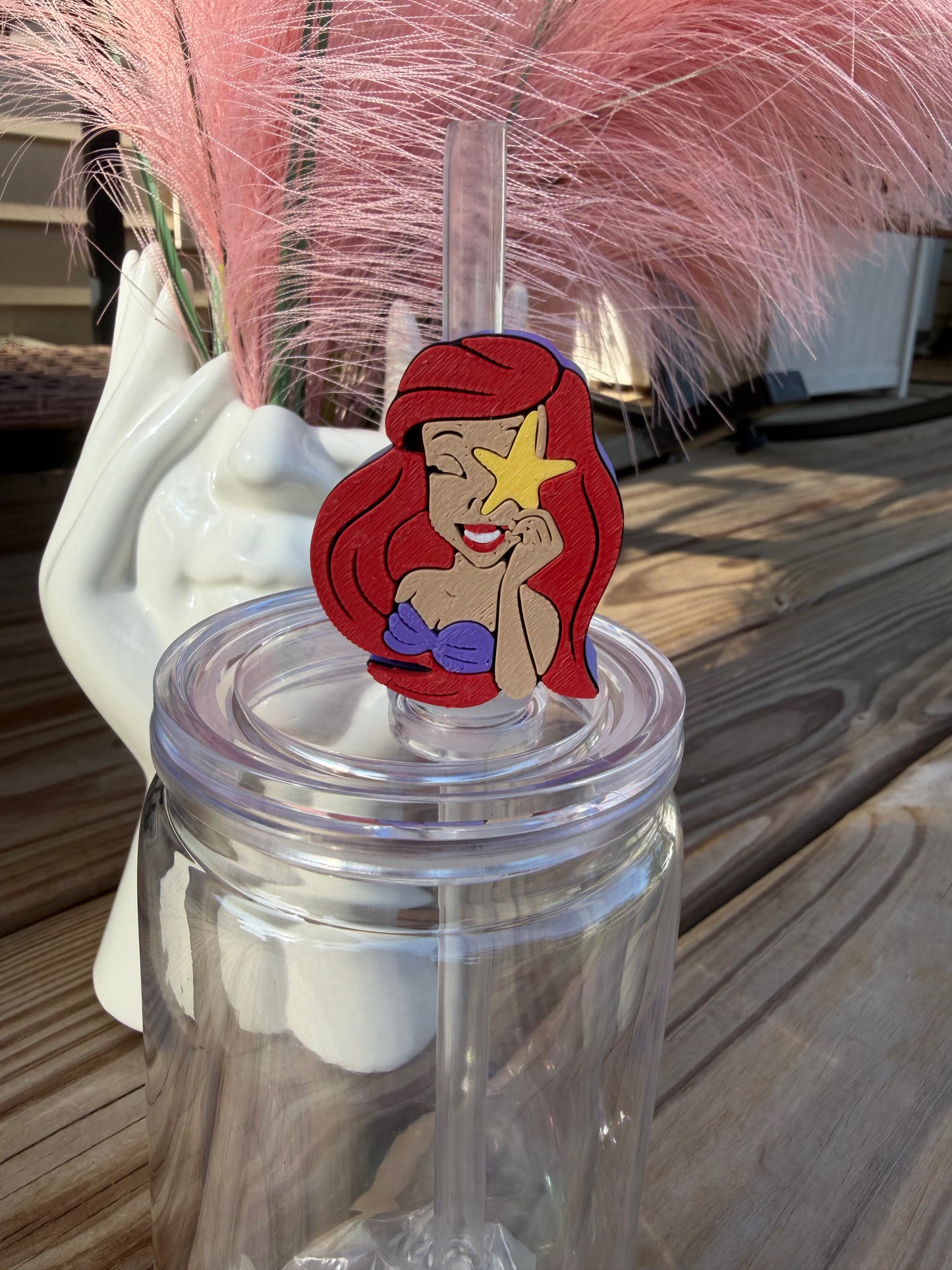 Red Headed Mermaid - 3d Straw Topper