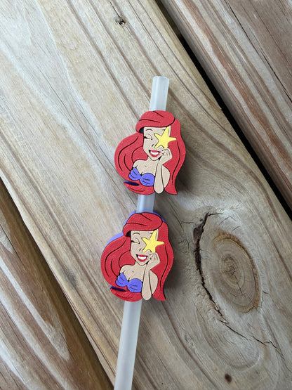 Red Headed Mermaid - 3d Straw Topper