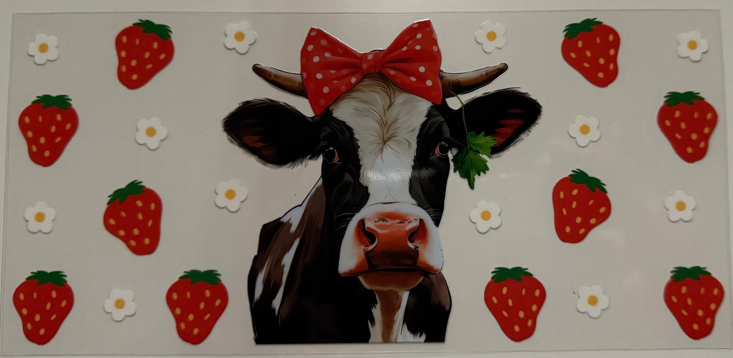 Cow w/Red Bow & Strawberries - Wrap