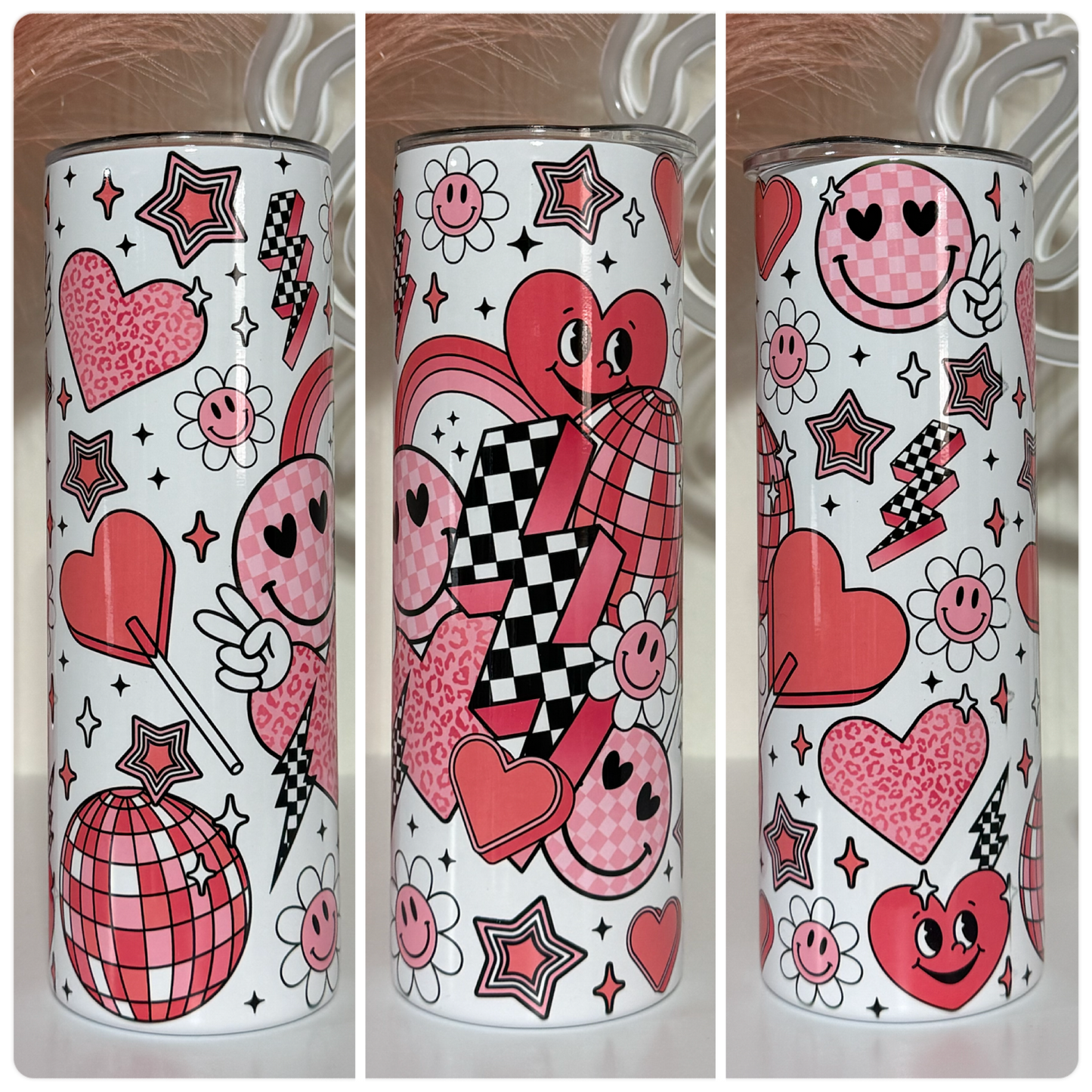 Pink & Red Retro Valentine- Tumbler