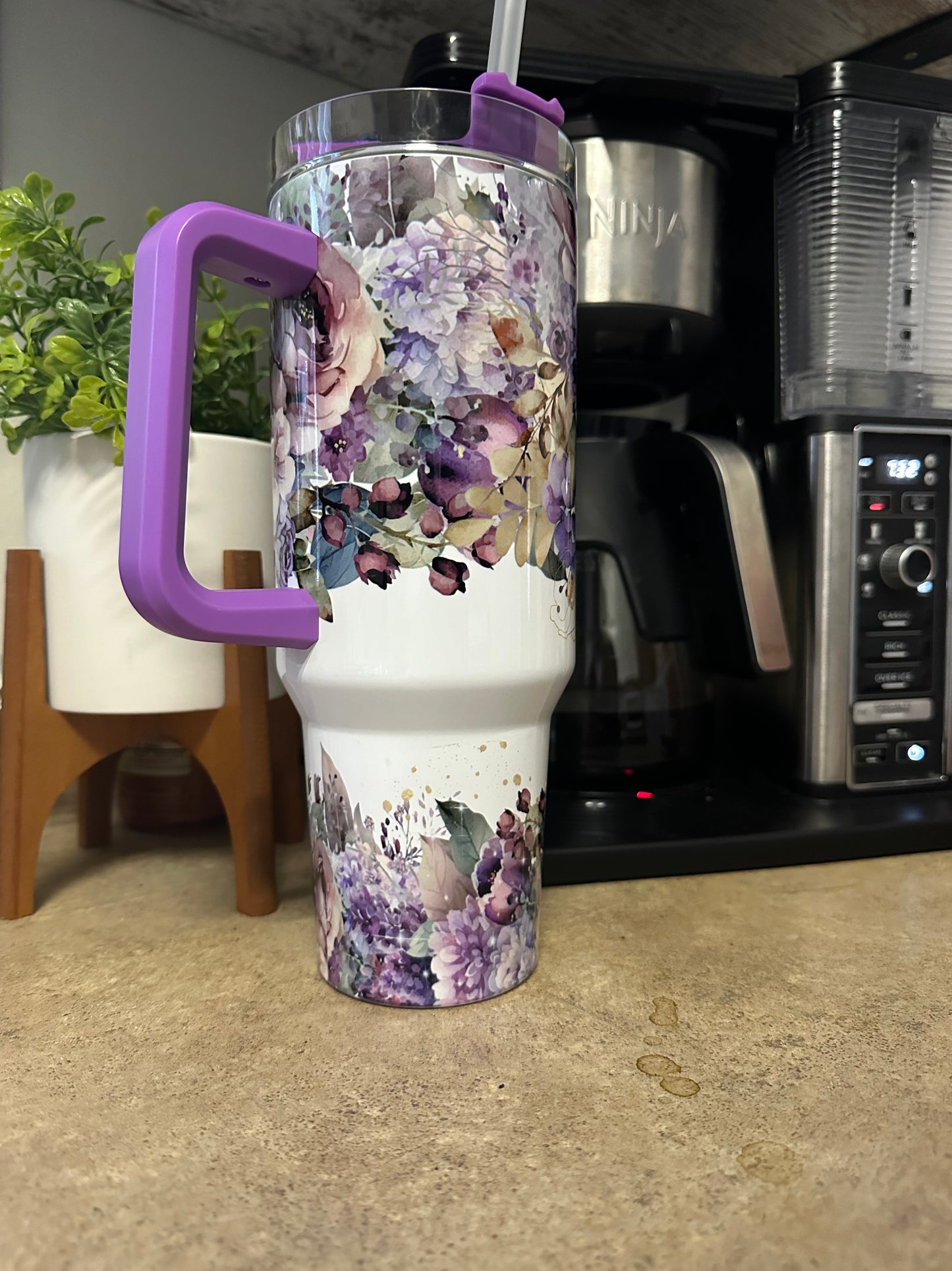 40oz w/Handle - Purple Boho