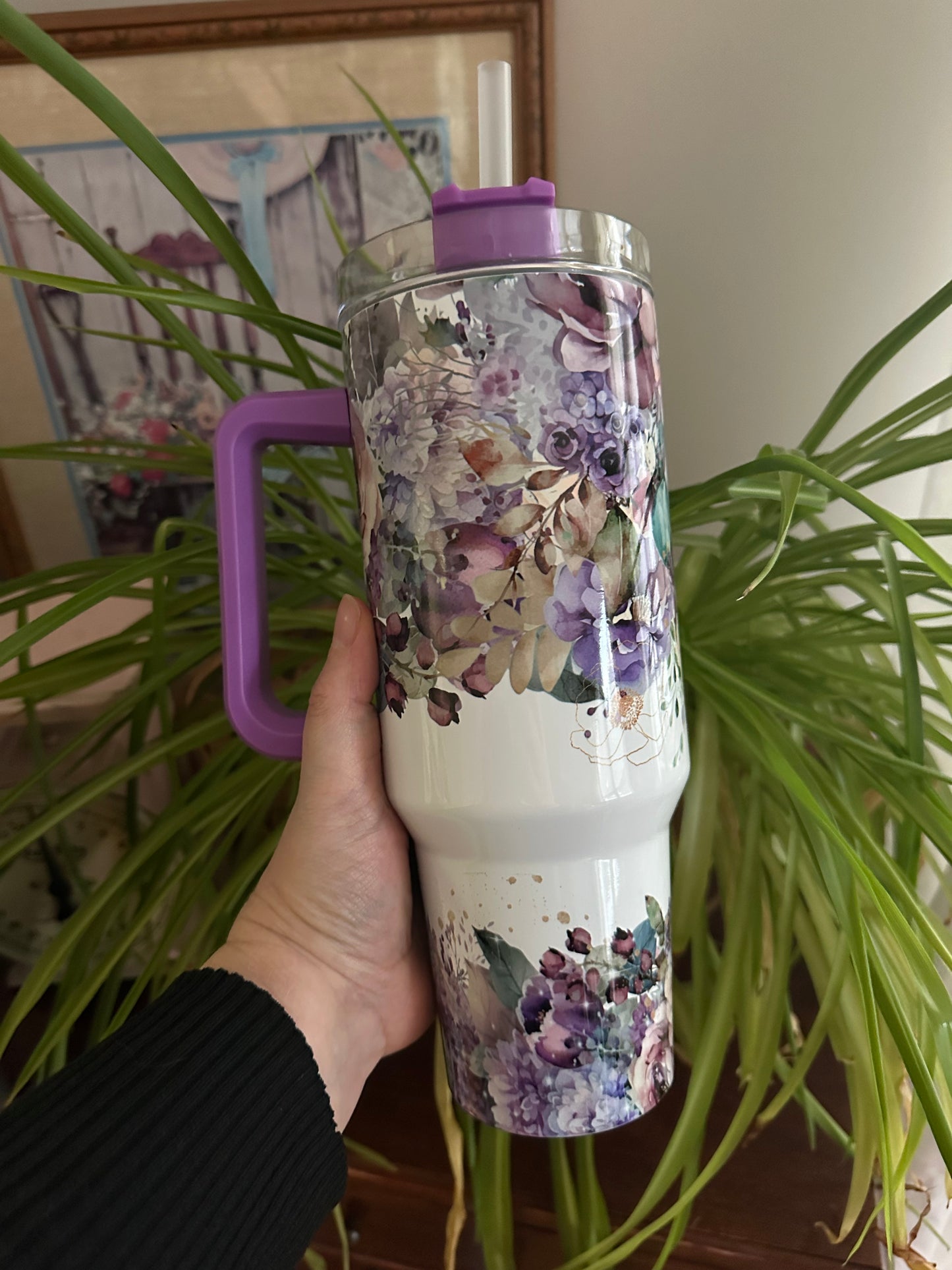 40oz w/Handle - Purple Boho