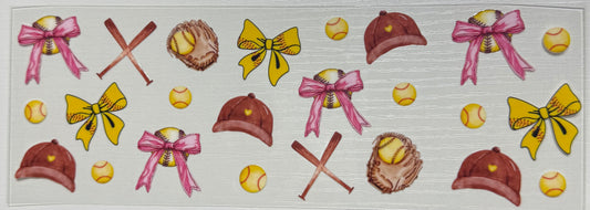 SoftBall/Baseball Pink Bows - Mug Wrap