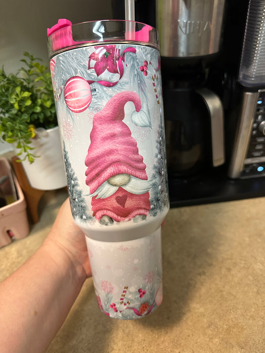 40oz w/Handle - Pink Gnomies