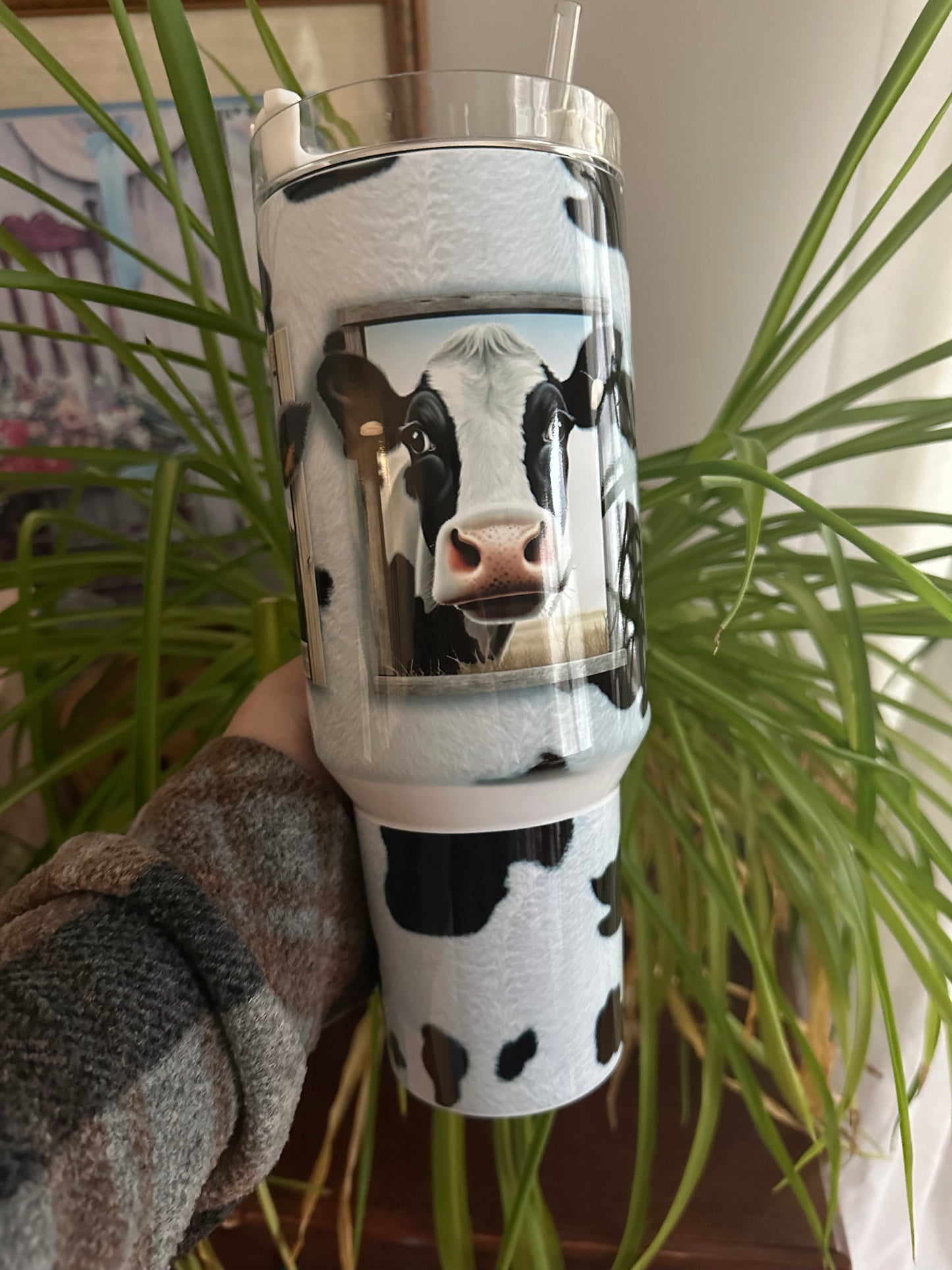 40oz w/Handle - Cow Art