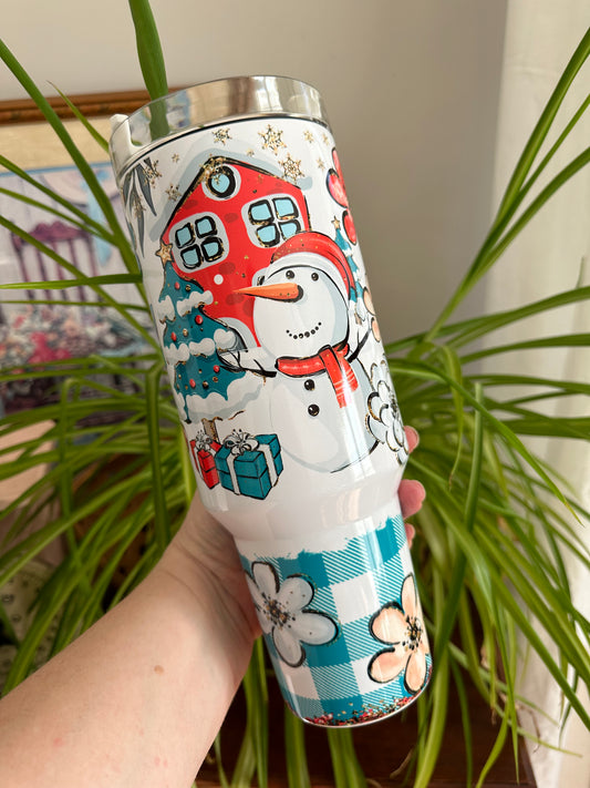 40oz w/Handle - Whimsical Snowman