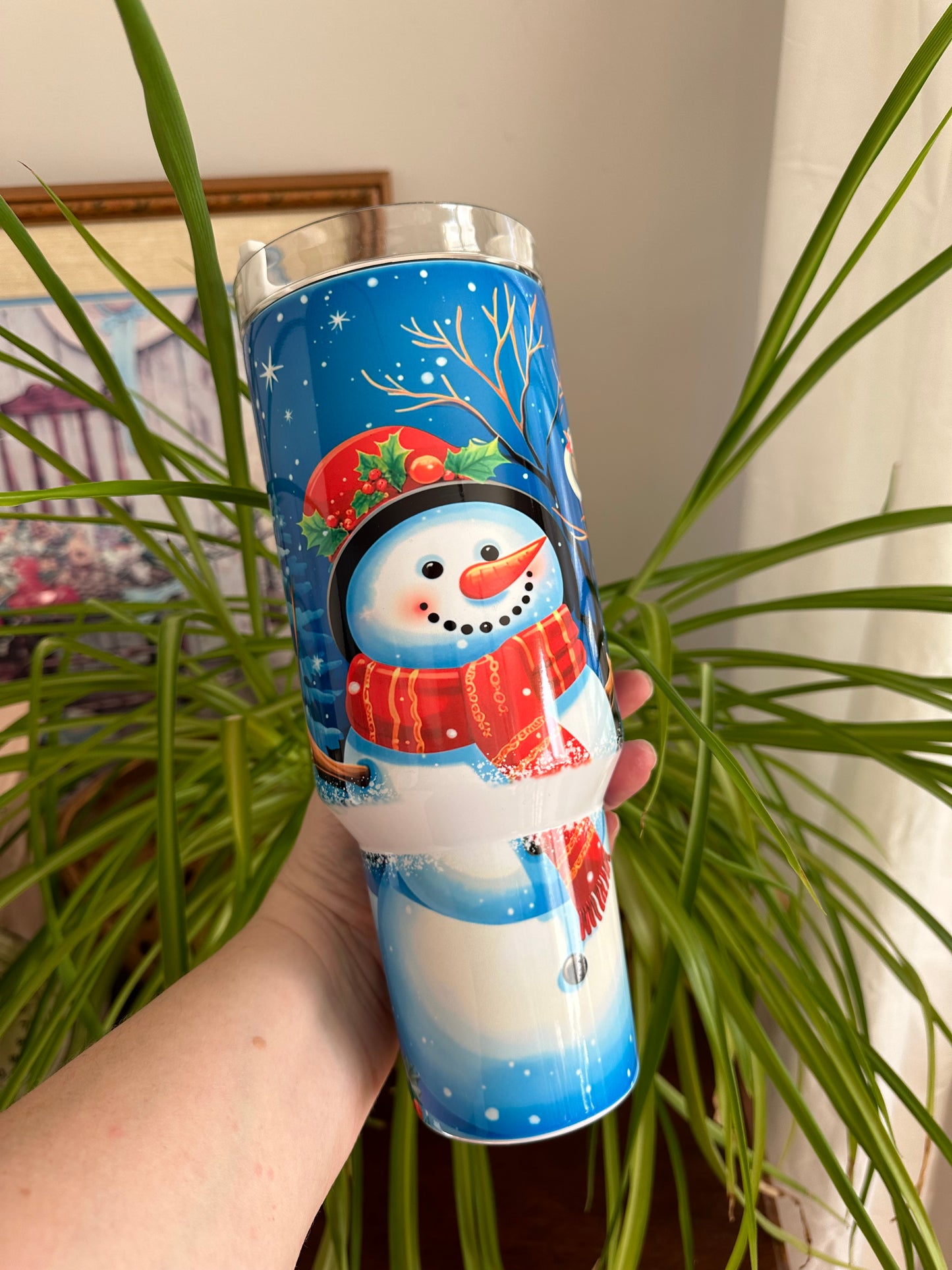 40oz w/Handle - Blue Snowman