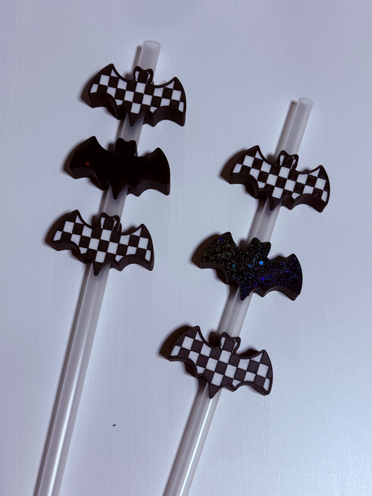 Checkered Bat - 3d Straw Topper