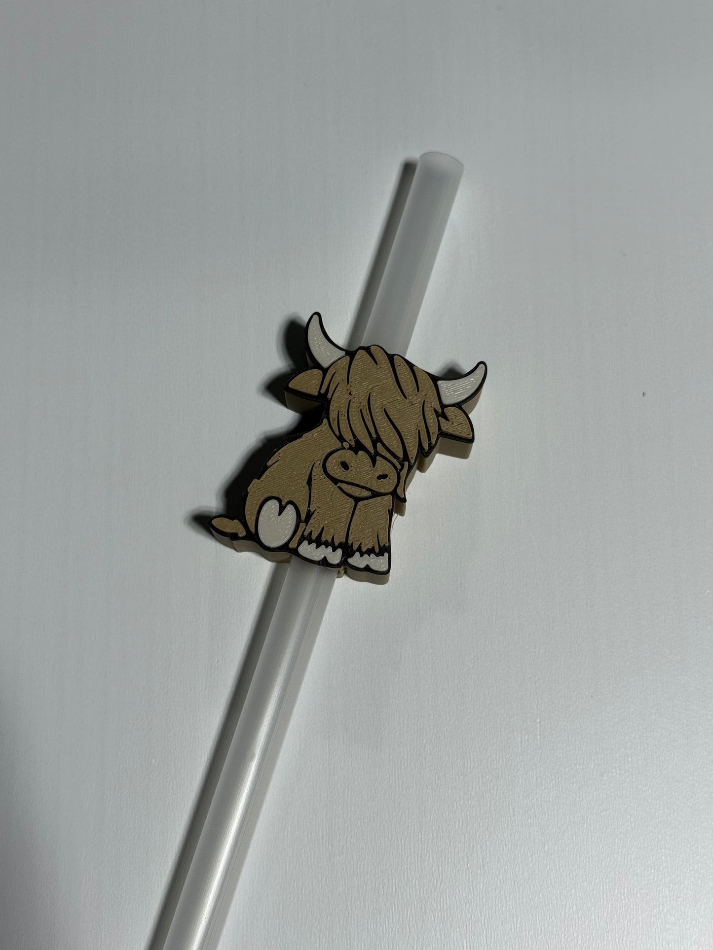 Highland Cow  - 3d Straw Topper