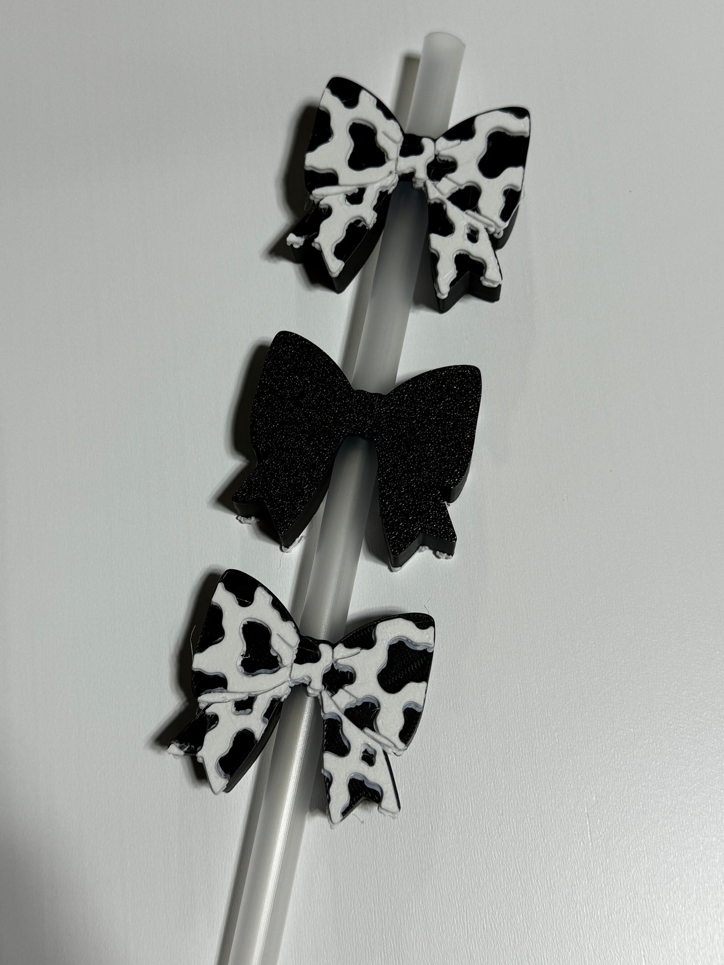 Cow Print Bow - 3d Straw Topper