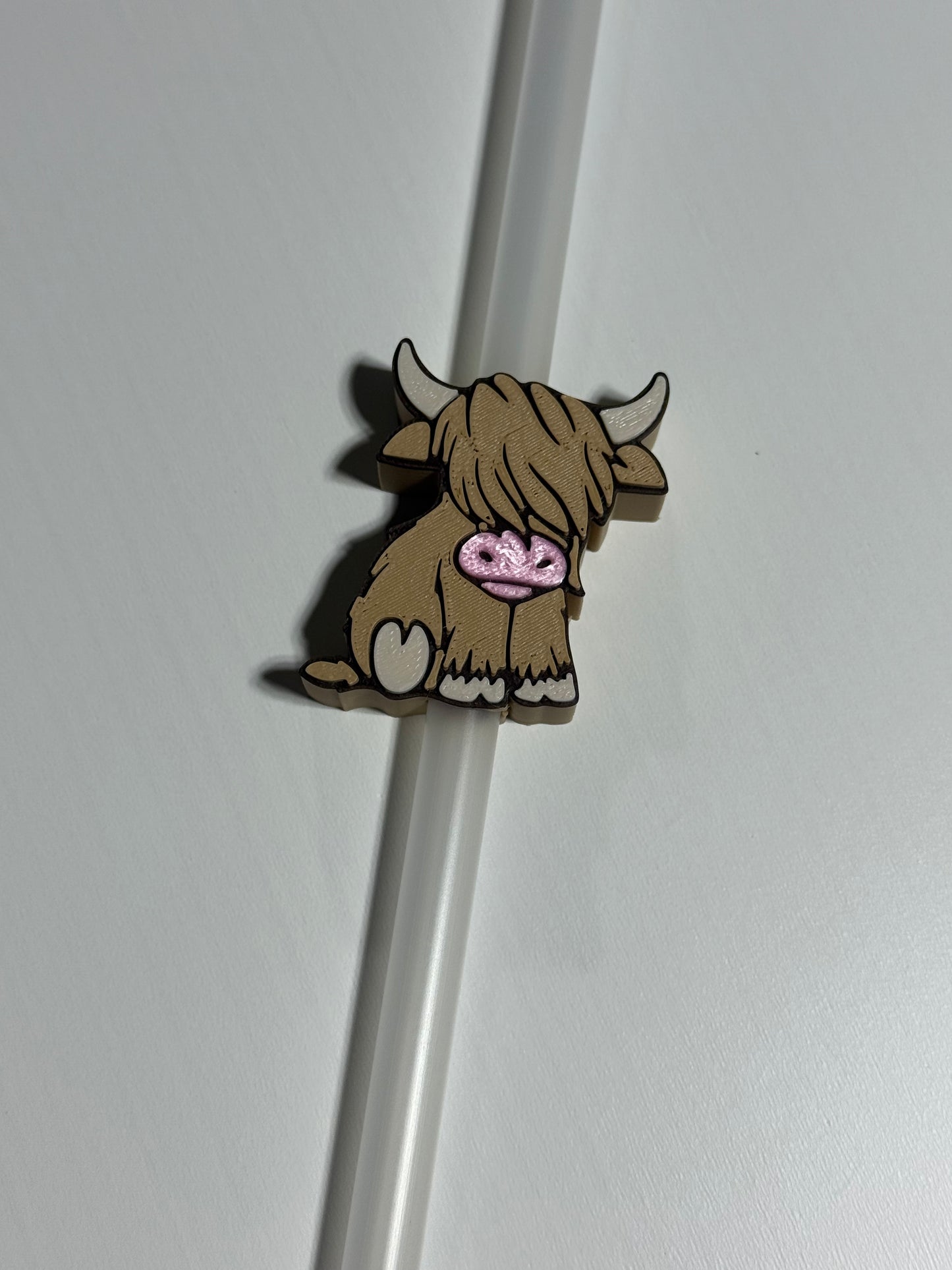 Highland Cow  - 3d Straw Topper